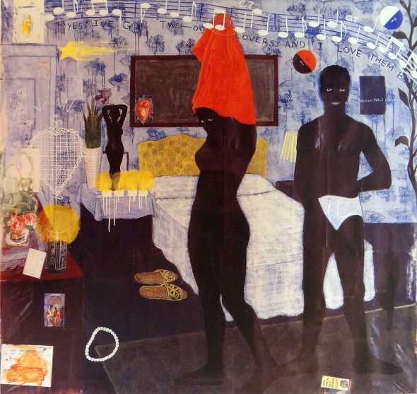 Could this be love, acrylic and collage on canvas, 85" x 92", 1992, bailey collection